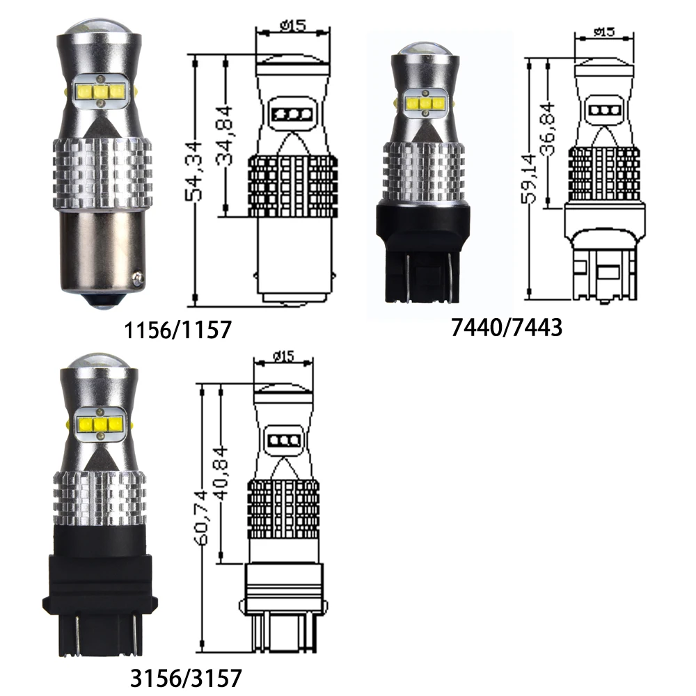 

YOTONLIGHT 2 x 1156 BA15S p21w Led 1157 Bay15d 3157 3156 7440 7443 Led Lamp Backup Reverse Light DRL Stop Car Bulbs 6000K 1200LM