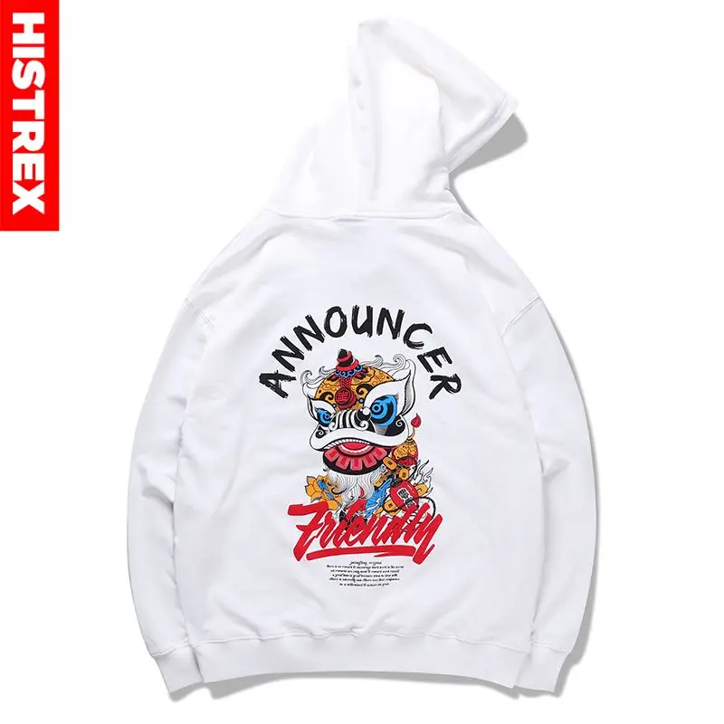 С принтом в китайском стиле Лев 100 хлопок мужские толстовки женские HarajukuPrinting с