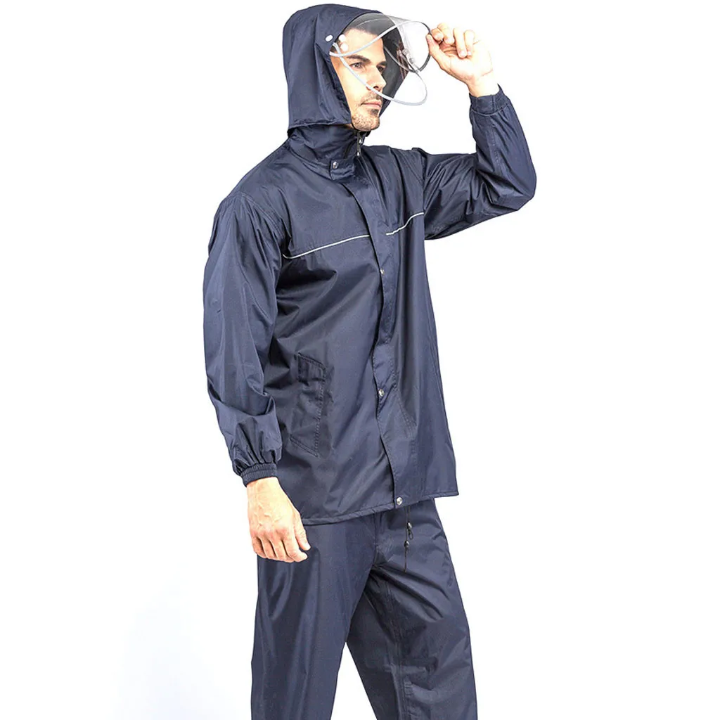 Защитный темно синий унисекс раздельный светоотражающий дождевик толстый чехол