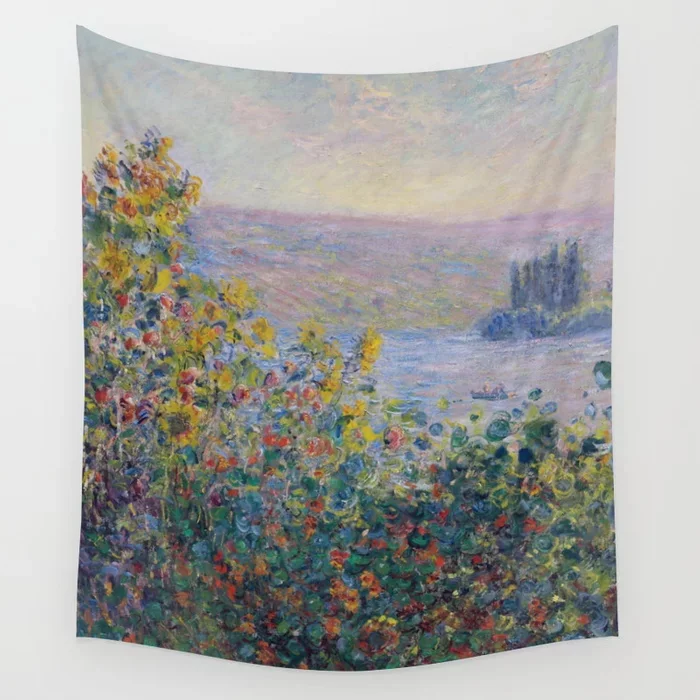 

Flower Beds at Vetheuil by Claude Monet Tapestry Wall Hanging Tapestries Dorm Wall Art Home Decor Traveling Camping Yoga Mat