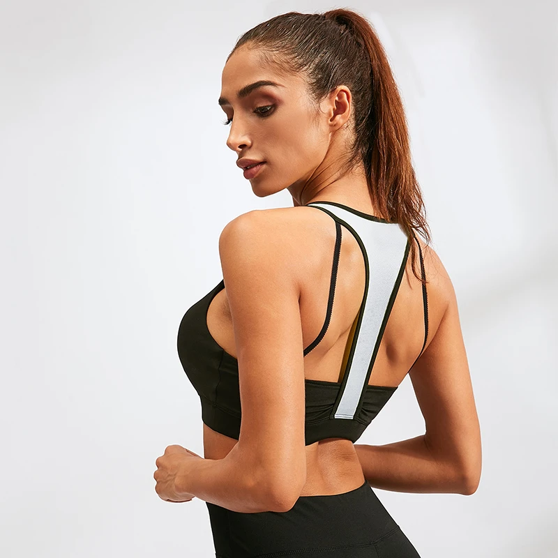 

Women Yoga Sport Bra Quick Dry Elastic Shockproof Sexy Gym Bra Breathable Push Up Sleeveless Bra Seamless Running Workout Top