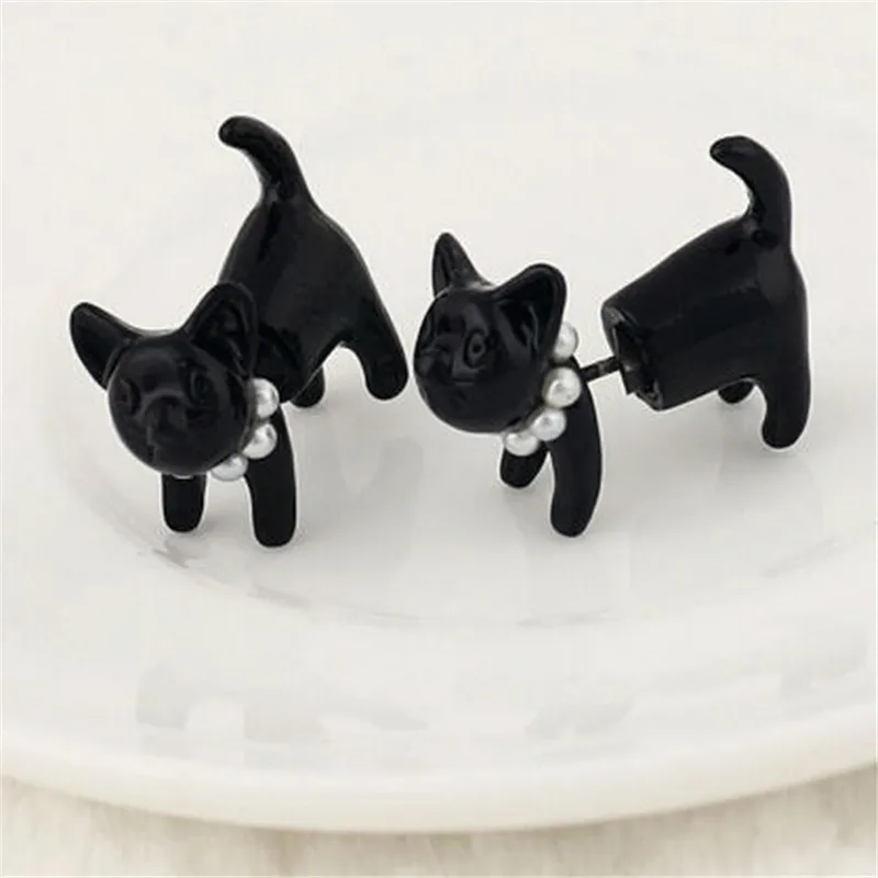 1 модные милые женские для девушек и женщин выполнено из черного кота 3D Имитация