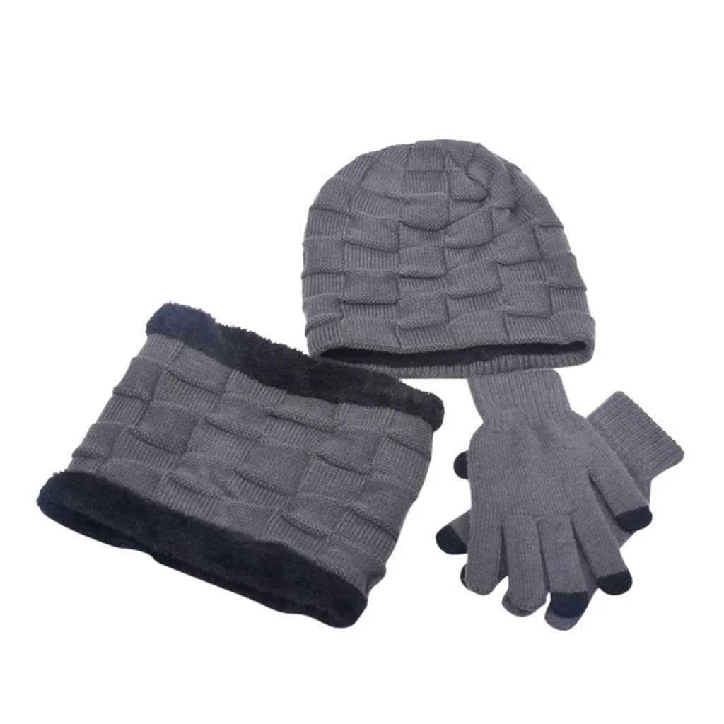 Детская зимняя шапка для мальчиков и девочек нагрудник перчатки костюм-тройка