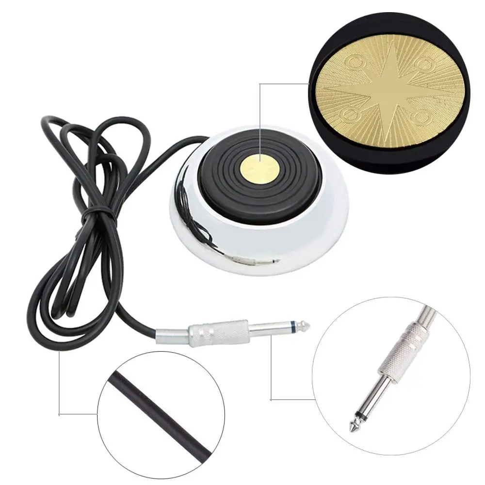 Tattoo Foot Pedal Switch Round Stainless Steel Machine Control 360 GEM Degree 5 ft Power Cord Controller | Красота и здоровье