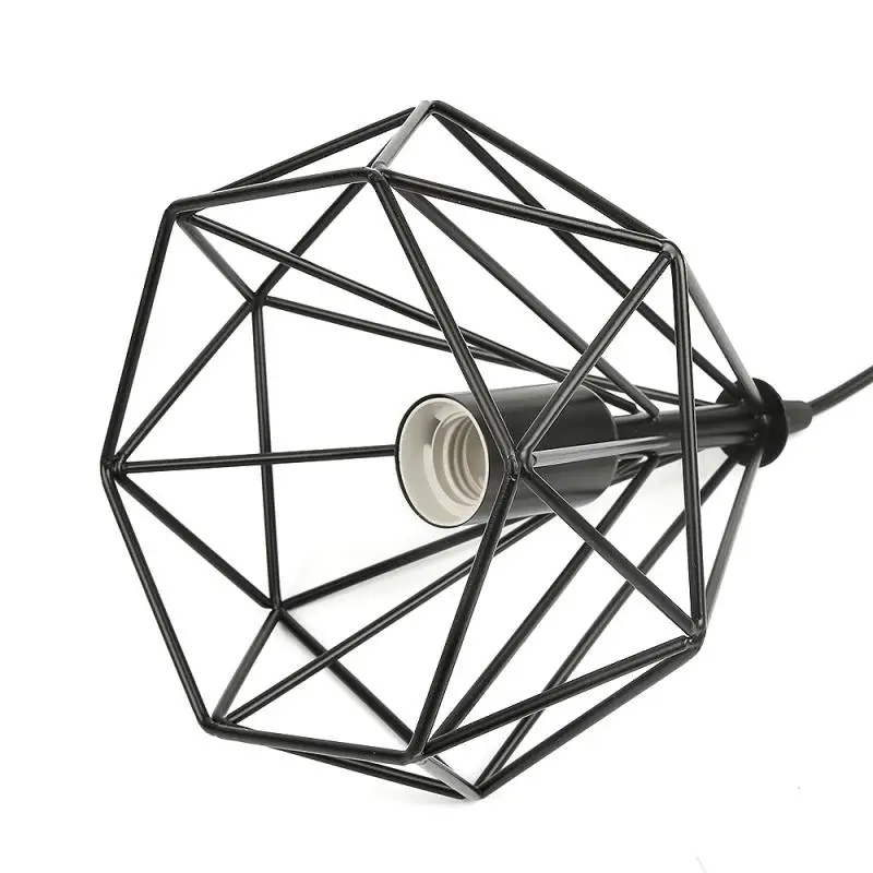 

2pcs Lampshade Black Metal Wire Cage Shaped Lampshade Hanging Pendant Light Shade Chandelier Lamp Cover Without Bulb