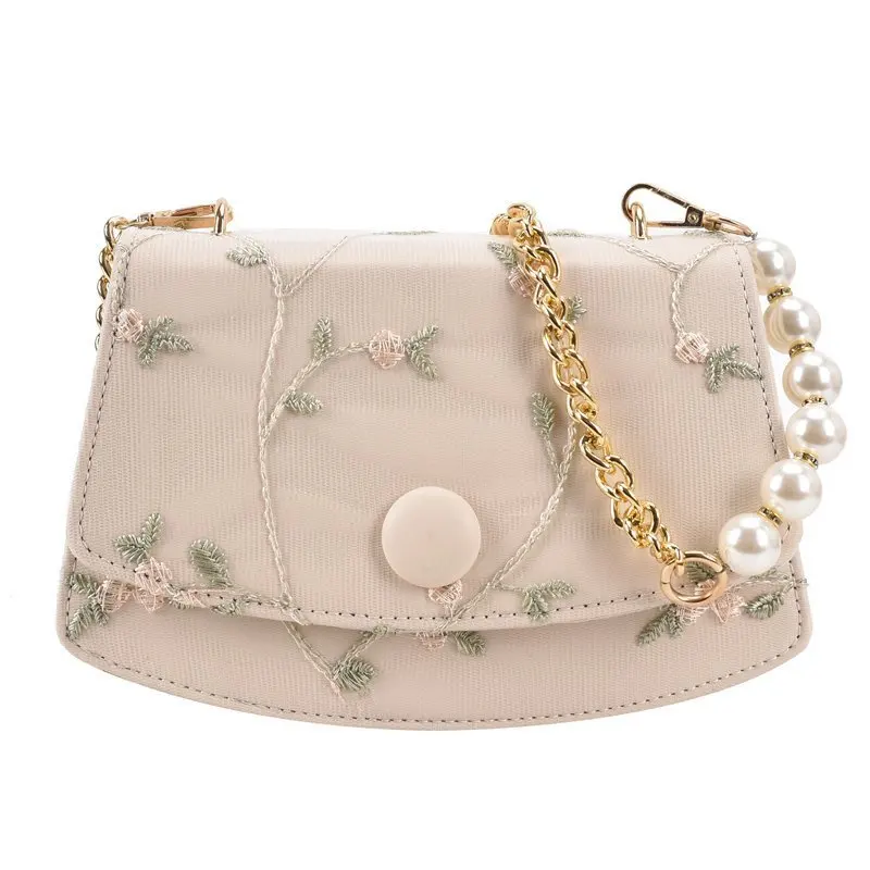 

Милая Кружевная сумка, женская сумка, новинка 2021, сумка через плечо с жемчужной цепочкой, оптовая продажа, международная торговля