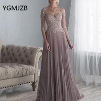 elegant chiffon mother of the bride dresses 2020 a line half sleeves lace mother of the groom evening dress formal dress party