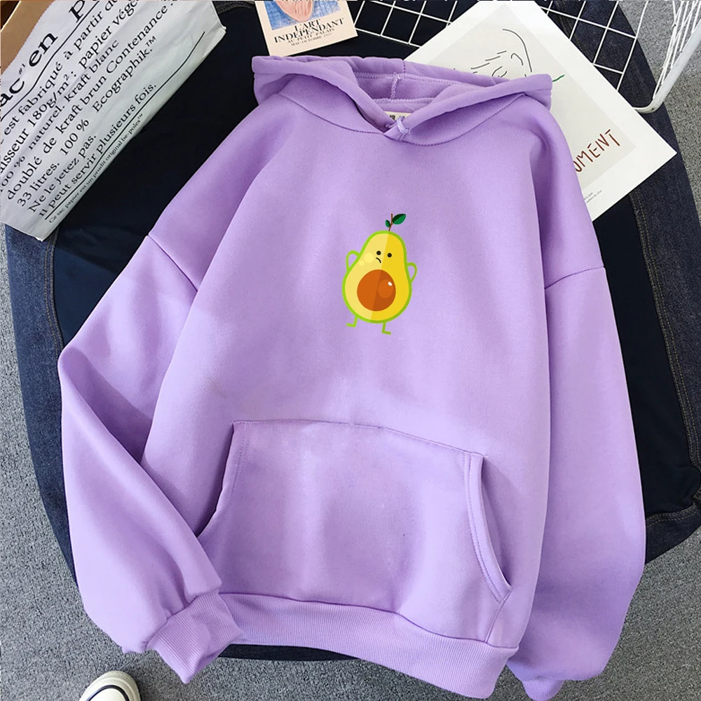 

Harajuku Autumn Oversized Female Hoddies Angry Avocado Cartoon Graphics Hoodies Womens with Drawstring Casual Korean