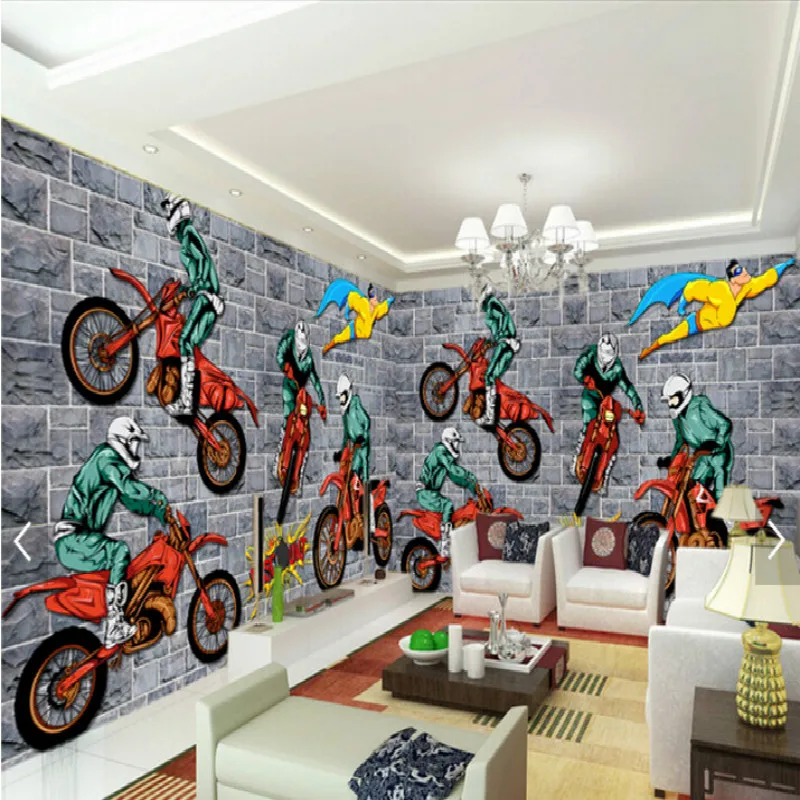 3D обои для мотокросса большие 3d спальни гостиной ТВ фон Объемные обои|3d wallpaper|mural
