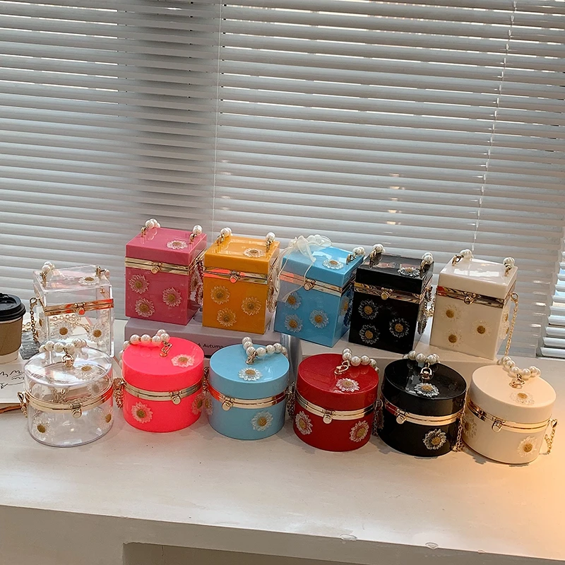 

Красочная акриловая женская сумка-клатч Daisy, вечерняя модная дизайнерская сумка-кошелек и сумочка, женская сумка через плечо с цепочвечерни...