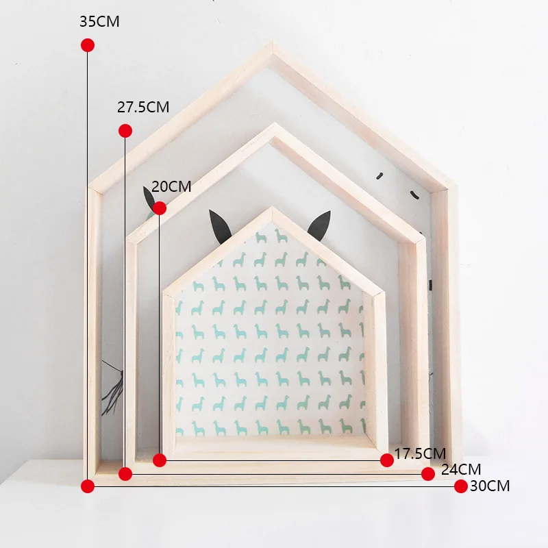 Скандинавский деревянный стеллаж для хранения в форме домика полка детской