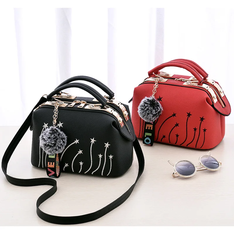 

Women's motorcycle youthful and elegant bag new Korean version Embroidery line fashion Crossbody shoulder bag tianmei 25X13X16cm