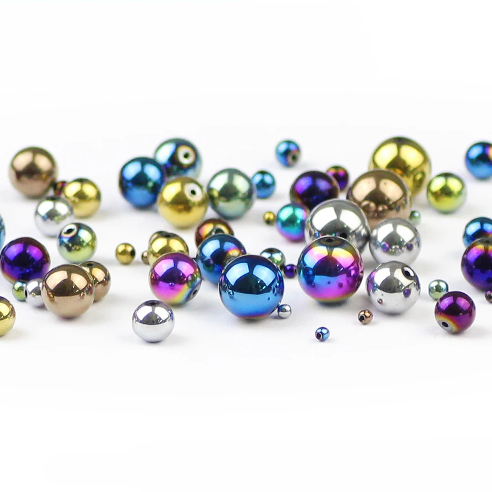 

YHBZRET Plating color Hematite beads Natural Stone 2/3/4/6/8/10mm Round Loose beads Jewelry bracelets Making DIY Accessories