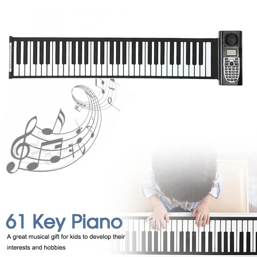 61 Keys MIDI Output Roll Up Piano Electronic Portable Silicone Flexible Keyboard Organ Built-in Speaker