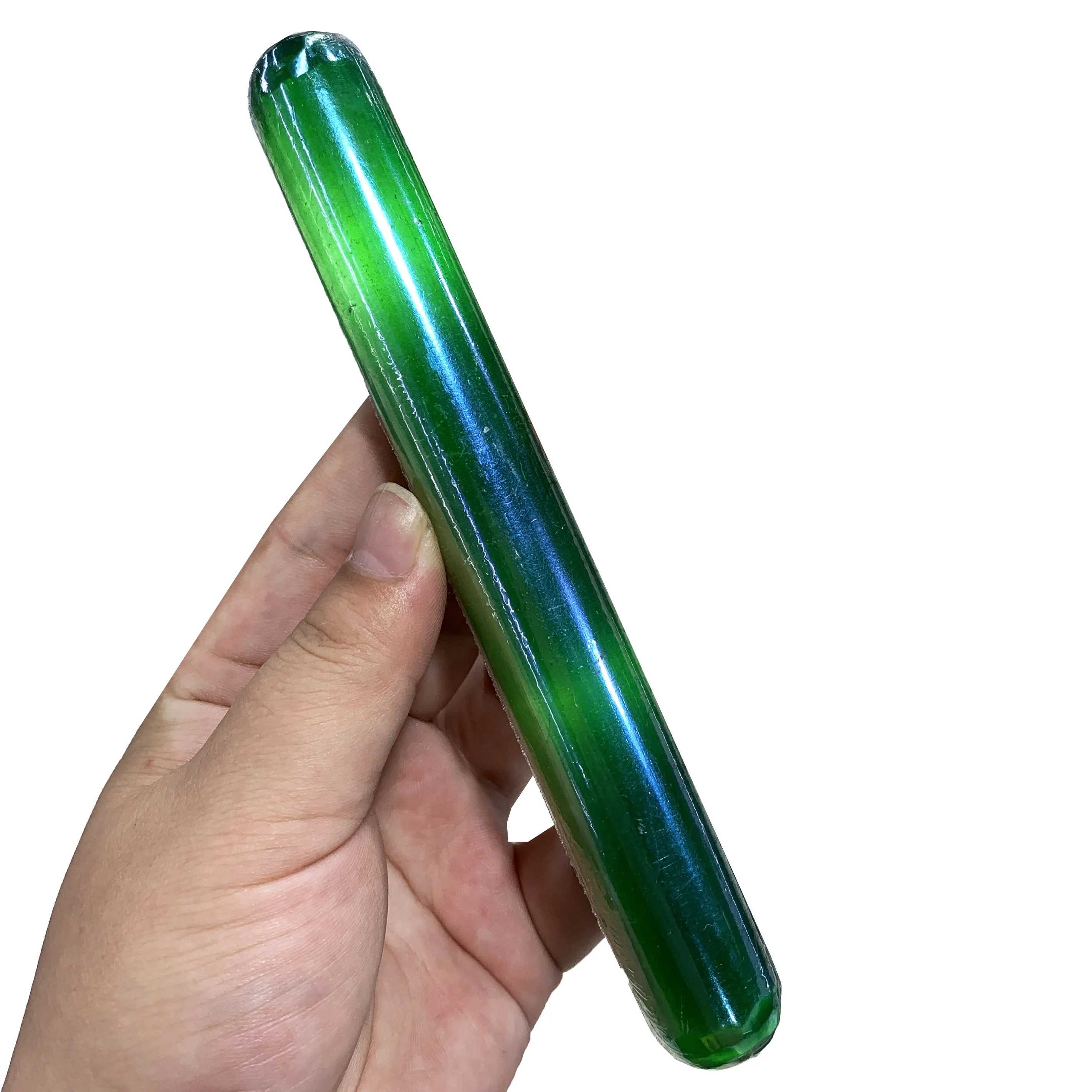 

11CM Green Electroplated Selenite Rod Natural Crystal Wand For Healing