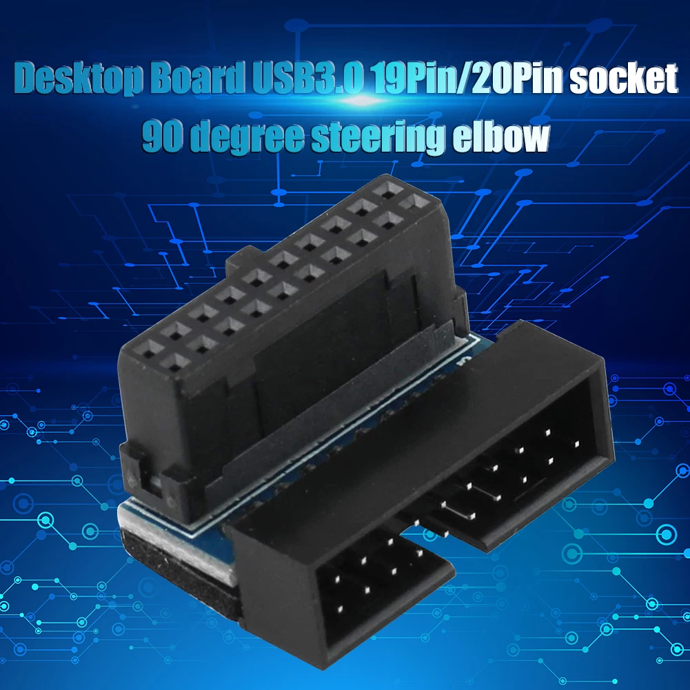 

Адаптер-удлинитель USB 3,0, 20 контактов, штекер-гнездо, угол 90 градусов, Поддержка двунаправленной передачи данных для настольного компьютера