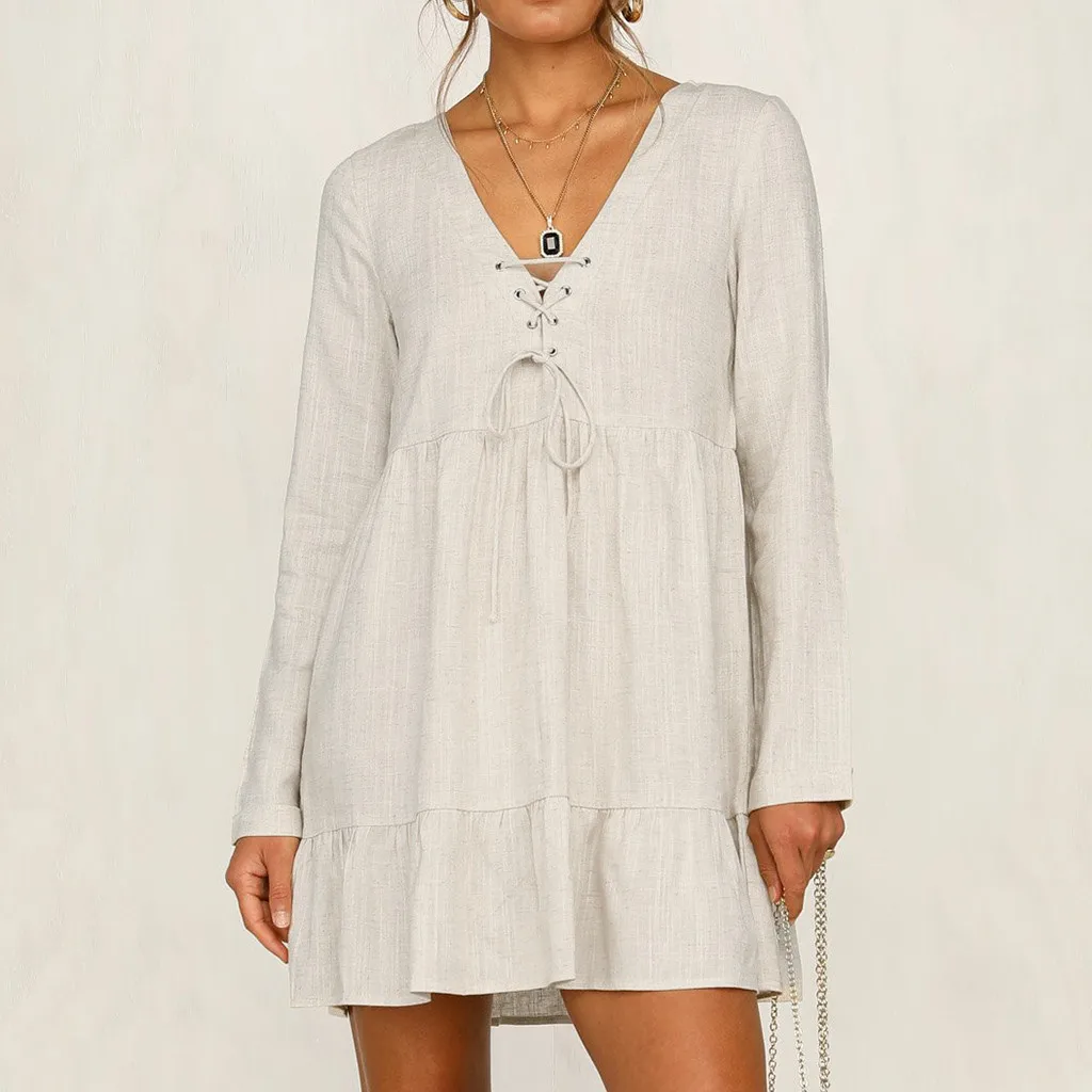 Женское шифоновое мини-платье с длинным рукавом вечерние платья v-образным