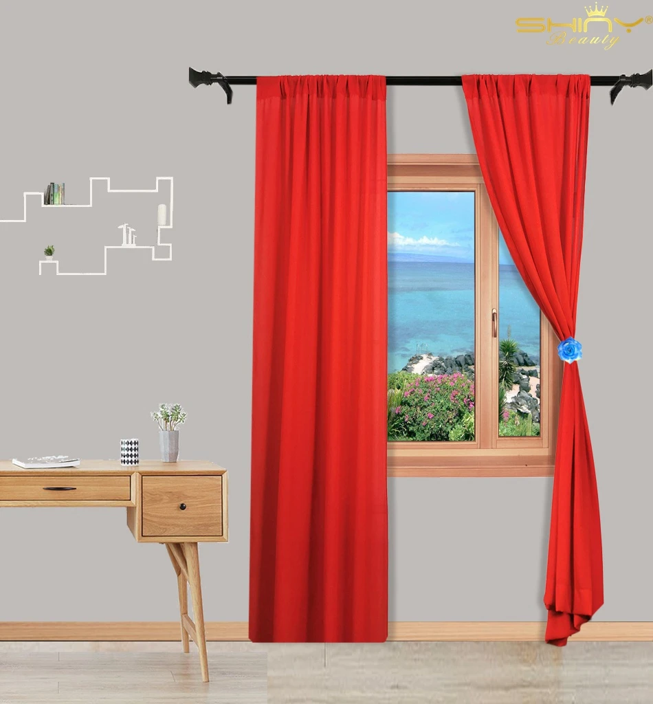 Красный отвесный фон шторы 29x78 дюймов отвесная занавеска для двери оконная