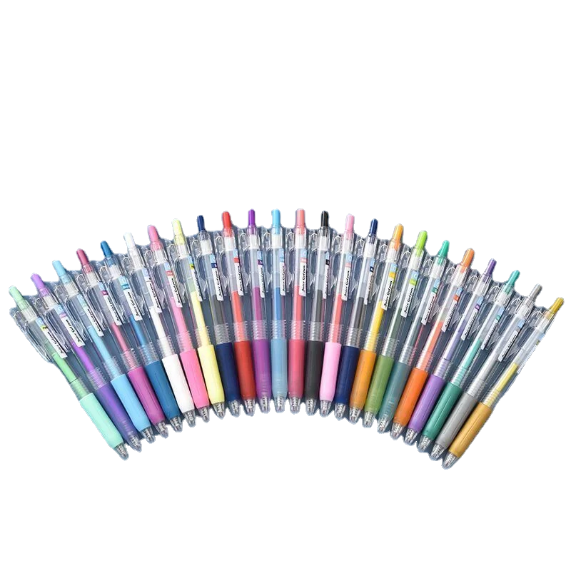 

12pcs 0.5mm Push-type Juice 24-color Color Gel Pen For Students To Take Notes With Key Account Pen