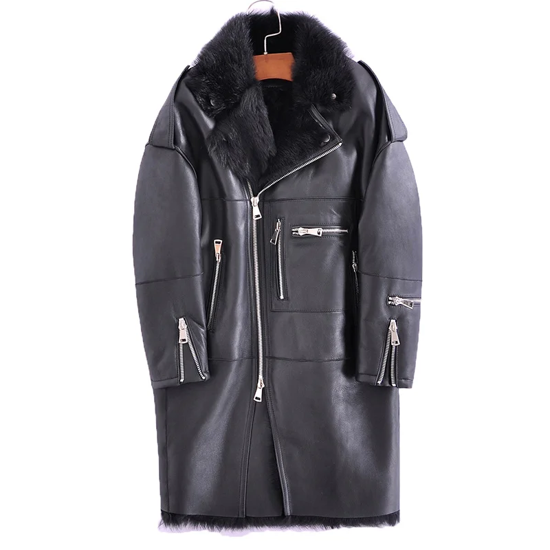 

SHZQ Genuine Leather Coats Women Winter Jackets with Real Sheep Fur Liner Luxury Sheepskin Leather Karakul Sheep Fur Coat Batwin