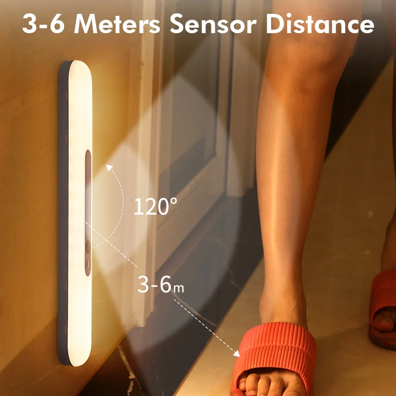 motion sensor led light usb rechargeable wardrobe lamp with sensor under cabinet light indoor toilet bedroom kitchen night light free global shipping