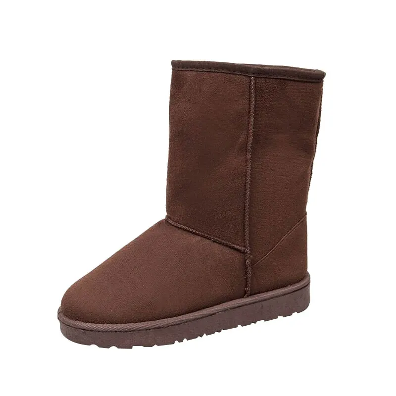 

2020 White Mid-Calf Boots Booties Woman 2020 Low Heel Round Toe Australia Shoes Winter Footwear Boots-women Plush Short Snow