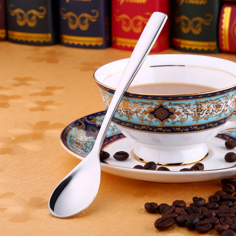 

1pcs Thickened Small Creative Stirring Long Handle Coffee Spoons Small Soup Spoon 304 Stainless Steel Retro Western Coffee Spoon