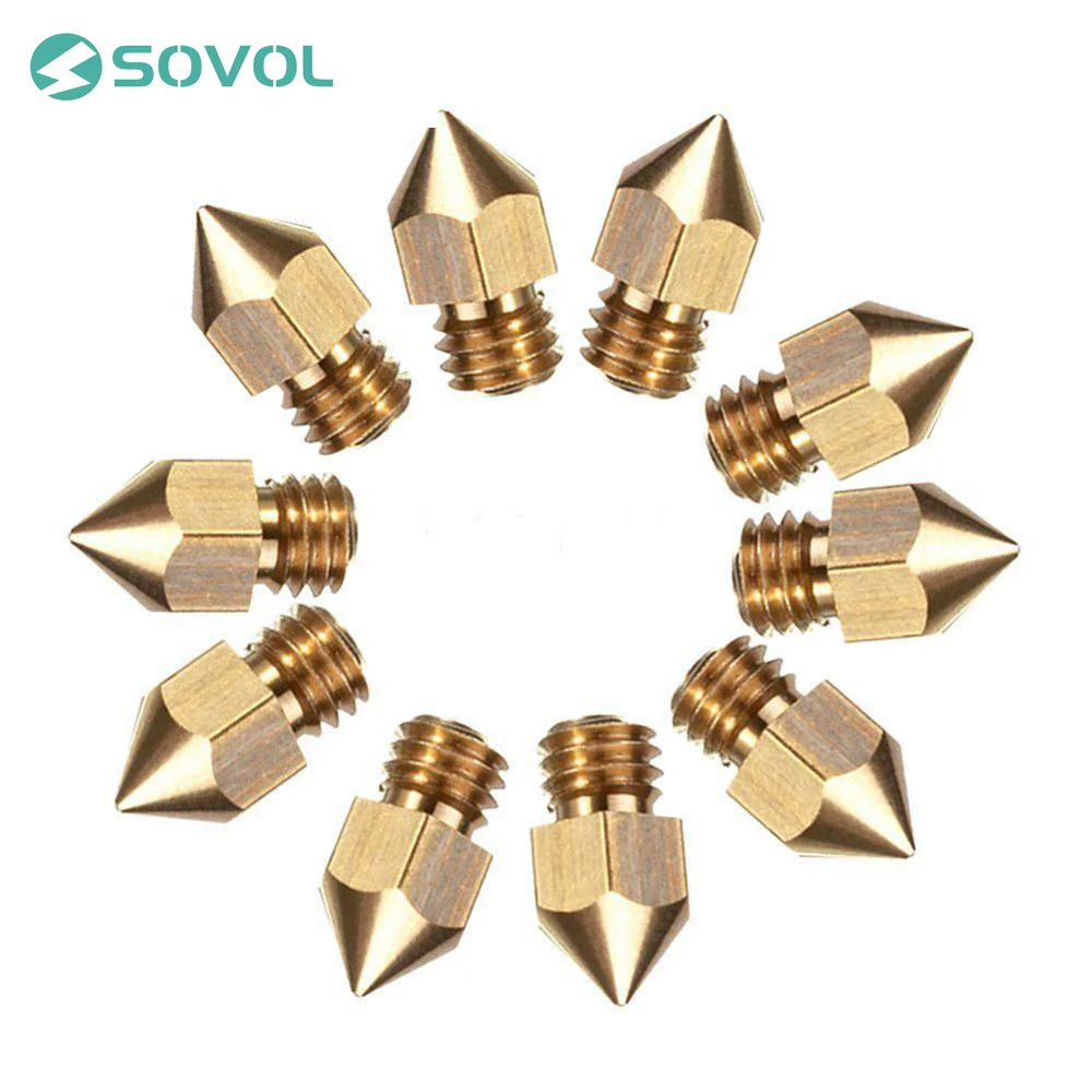 Латунные сопла 10 шт./лот форсунка экструдера Печатная головка 0 2/0 3/0 4/0 5/0 6/0 8/1 00 мм
