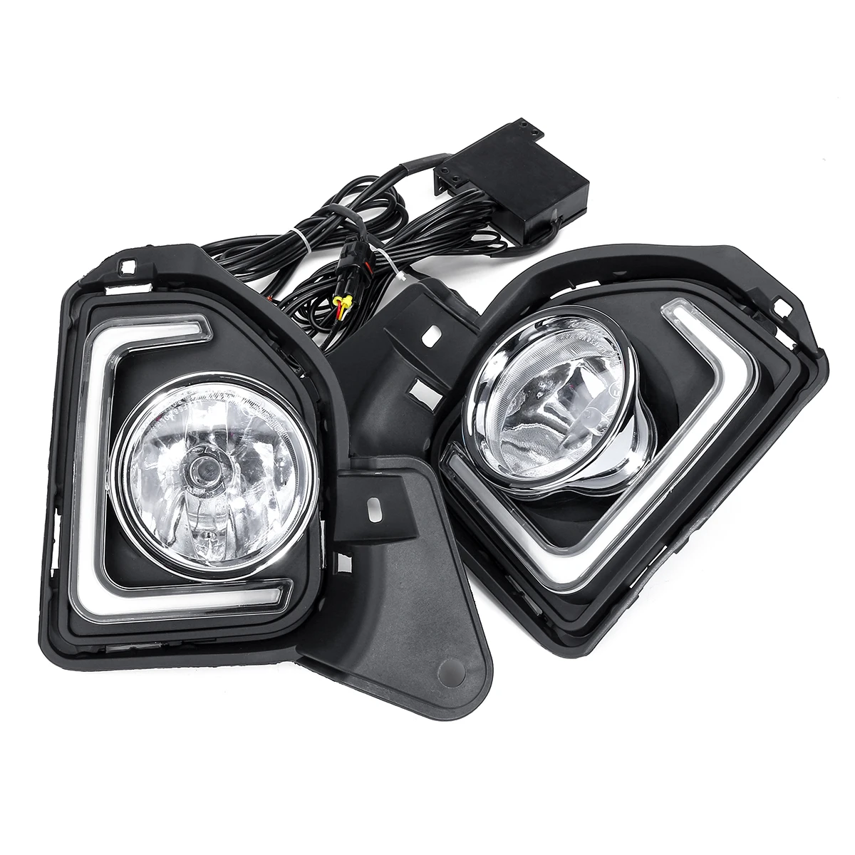 

Pair Car LED DRL Daytime Running Lights White Fog Lamps Yellow with H16 Halogen Bulbs For Toyota Hiace 2014 2015 2016 2017 2018