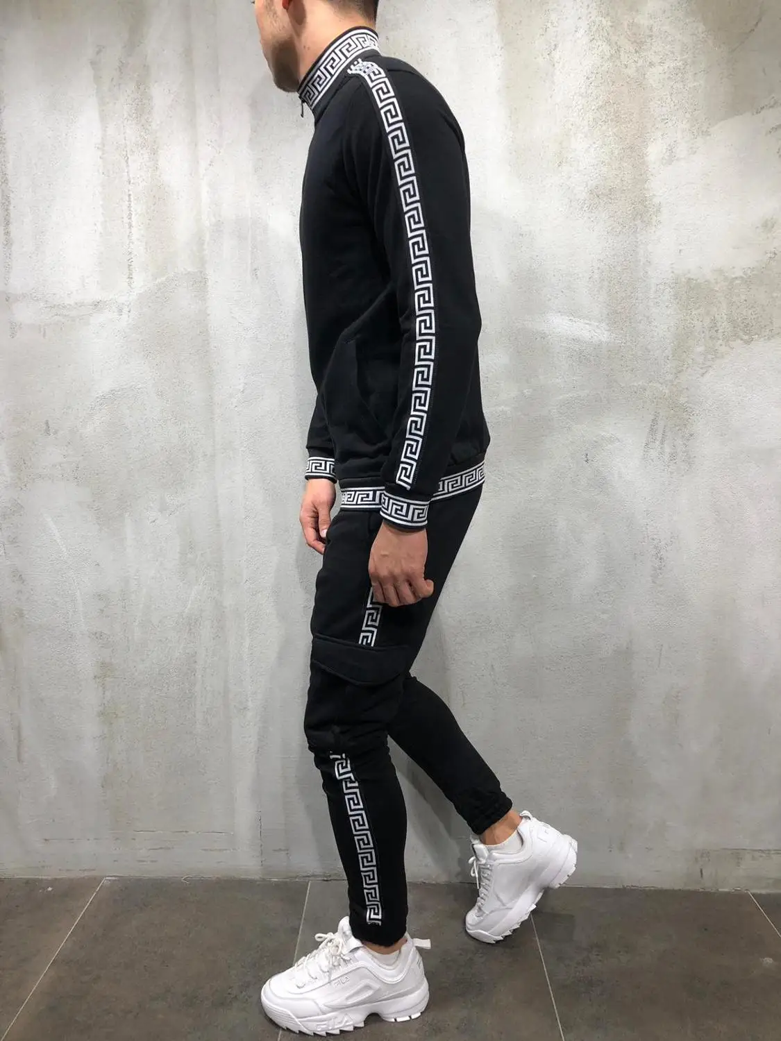 2019 Мужская спортивная одежда модная однотонная мужская толстовка и брюки
