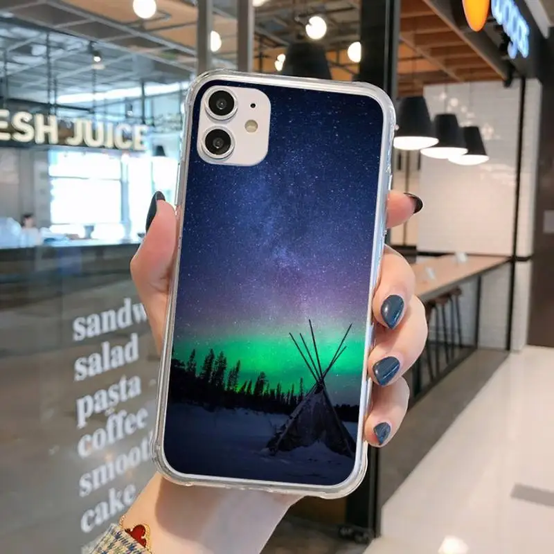 

Iceland Northern Lights Phone Case Transparent for iPhone 11 12 mini pro XS MAX 8 7 6 6S Plus X 5S SE 2020 XR
