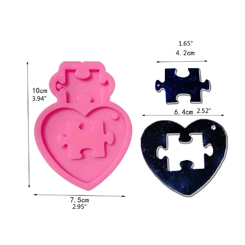 

DIY Autistic Love Puzzle Pendant Keychain Silicone Mold Heart Jigsaw Puzzle Mold R3MC
