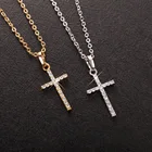 Ожерелье с подвеской-крестом для мужчин и женщин, модное ожерелье с кулоном в виде креста хрустального Иисуса, 2021 ювелирные изделия для девушек и женщин, оптовая продажа
