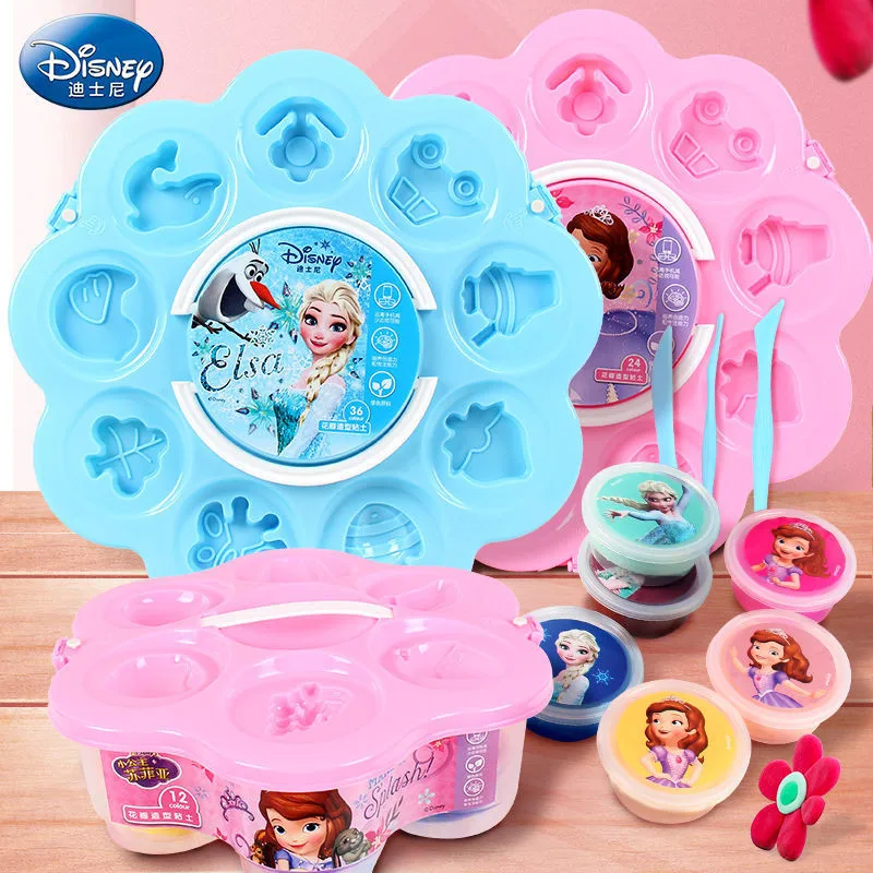 

Disney Frozen Princess 12 colours Air Dry Super Light Polymer Clay Diy Puzzle Education Toys for children DIY Colored Slimes