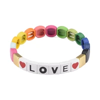 rainbow initial letter bracelet female boho handmade stacking tile couple bracelet best friend bracelet dropshipping best seller