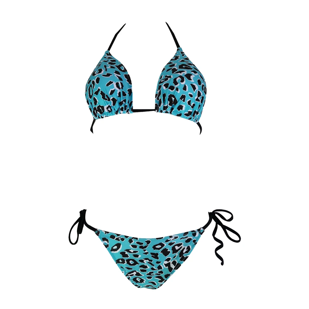 Leopard Print Brazilian Biquini Custom Italian Fabric Reversible Swimwear Beachwear Blue Dot Spendax Swimsuits Women |