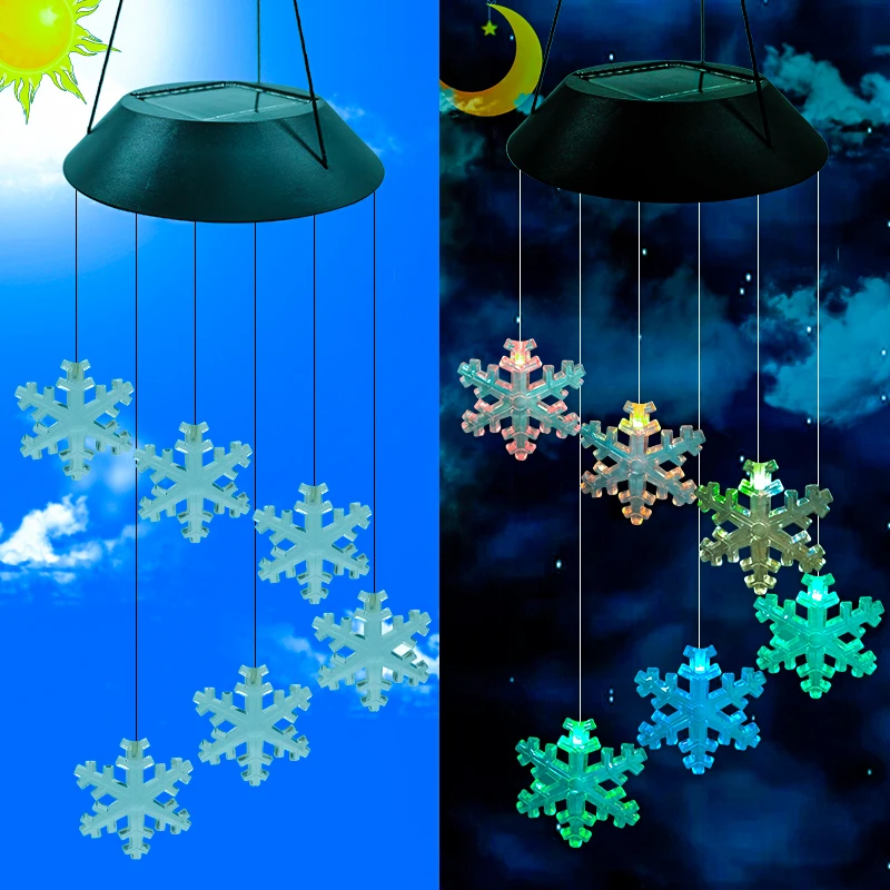

Solar Light Solar Wind Chime Light Color Changing Snowflake Wind Chime Light LED Solar Garden Light LED Color Changing Snowflake
