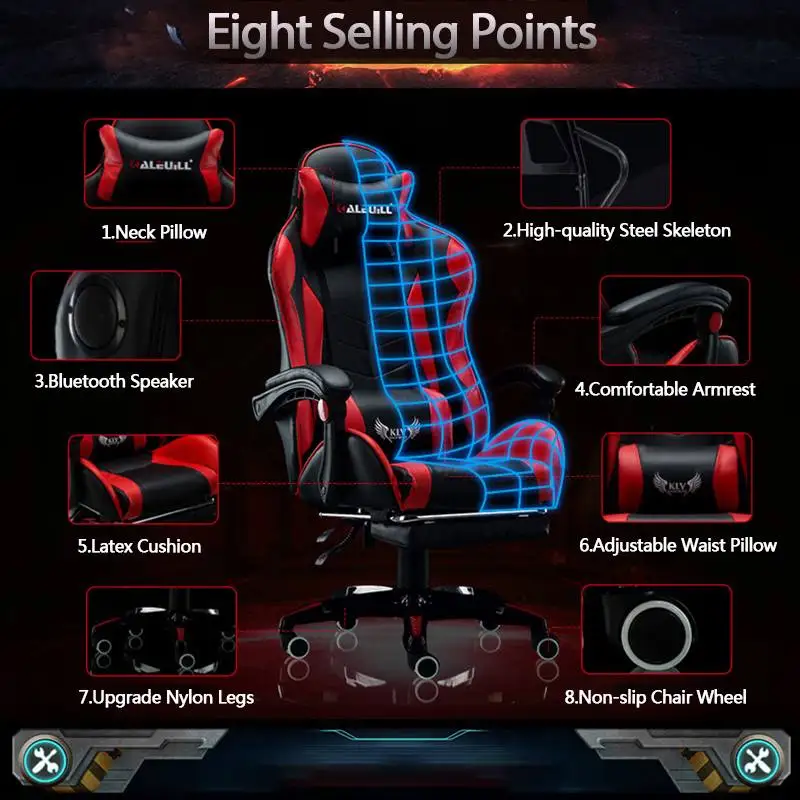 

Professional Computer Chair LOL Internet Cafes Sports Racing Chair WCG Play Gaming Chair Office Chair with Latex Cushion