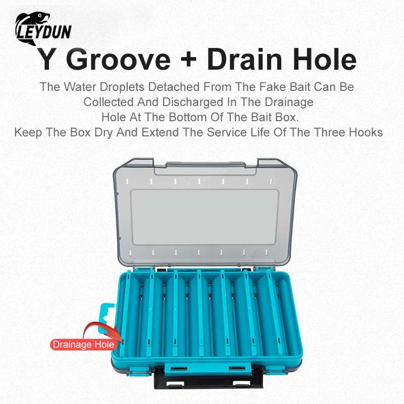 LEYDUN Hot 12 14 Compartments Fishing Tackle Boxes Bait Lure Hook Accessories Box Storage Double Sided High Strength Fishing Box