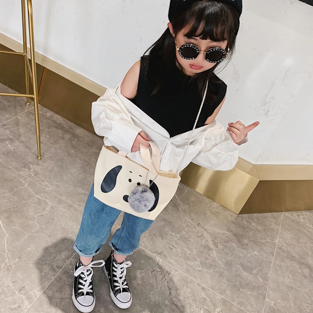 Детская одежда для девочек с принтом в виде собаки помпоном Декор Сумка-тоут