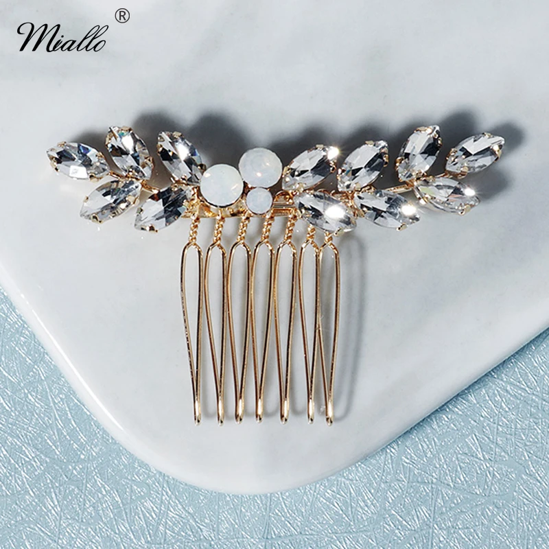 

Miallo Fashion Crystal Hair Comb Clips for Women Accessories Wedding Gold Color Bridal Hair Jewelry Prom Bride Headpiece Gifts