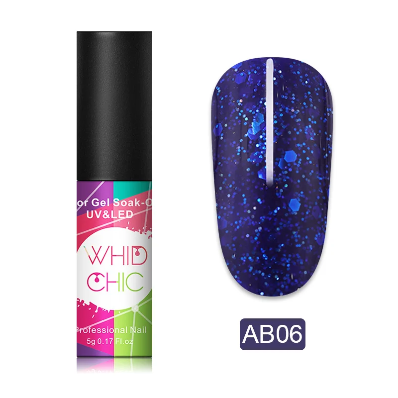 AB06 WHID CHIC 1 флакон 5 мл УФ-гель для ногтей Блестящий розовый синий золотой Блестящий цветной долговечный Гель-лак для ногтей - Цвет: AB06