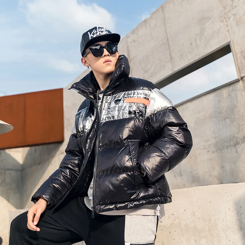 

Men's Cotton Padded Jackets Men 2020 Winter Fashion Black Patchwork Warm Jacket Coat Casual Loose Soft Shell Jackets For Men