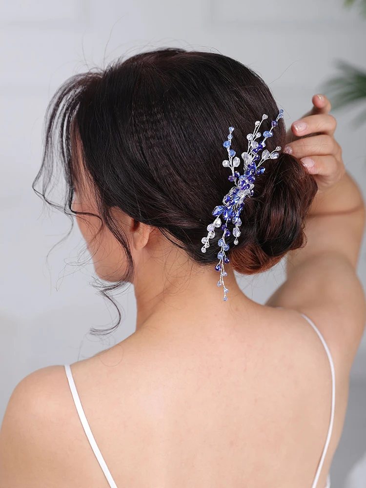 Богемная расческа для волос с синими кристаллами вуалетки пляжные свадебные