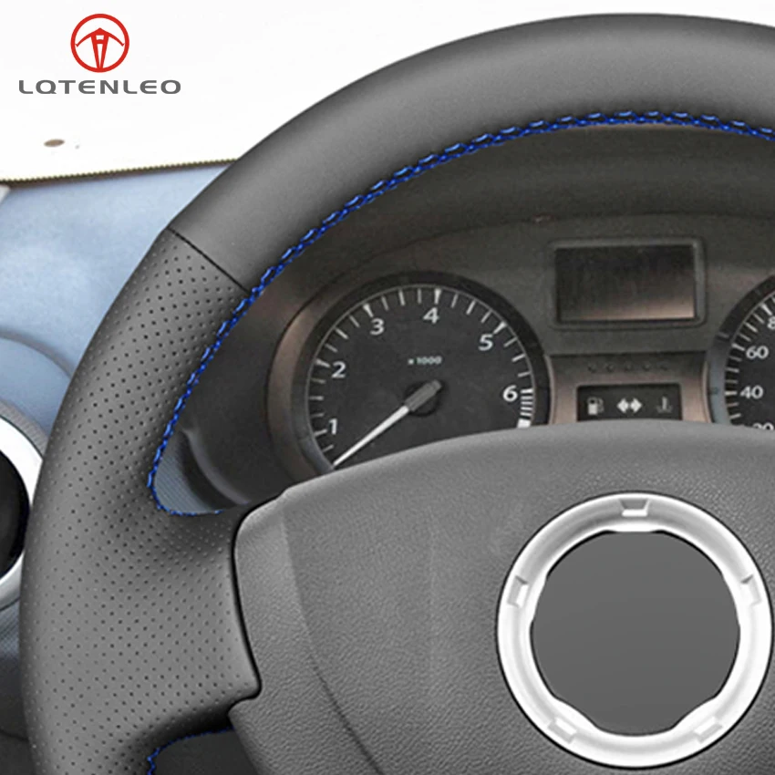 LQTENLEO черная искусственная кожа чехол на руль для Renault Logan 1 Sandero Symbol Clio Twingo Lada Largus Nissan Almera