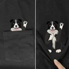 Футболка CLOOCL с карманом, летняя забавная Футболка с принтом борца колли, мужские и женские Рубашки, Топы, забавные хлопковые черные футболки