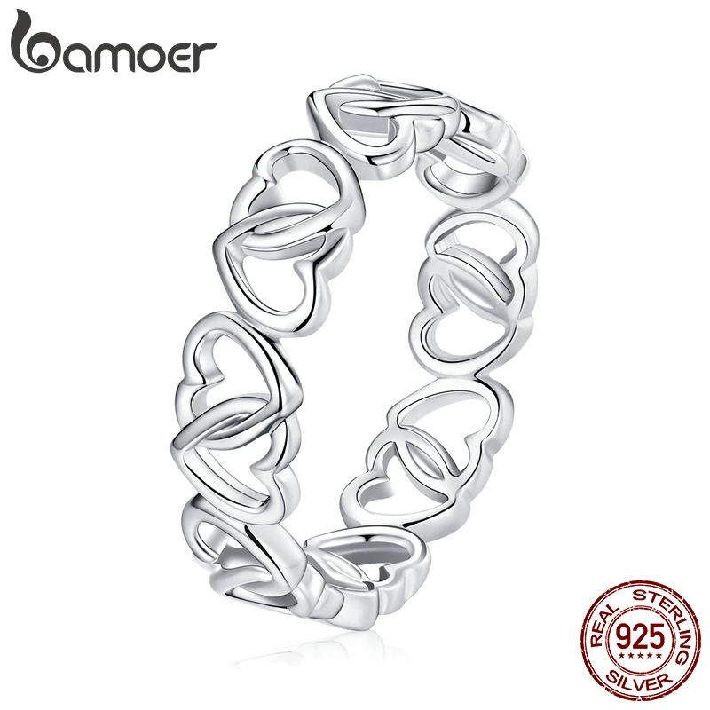 

Memnon Silver Heart To Heart Ring 925 Sterling Silver Love Rings for Women Engagement Wedding Statement Jewelry BSR163