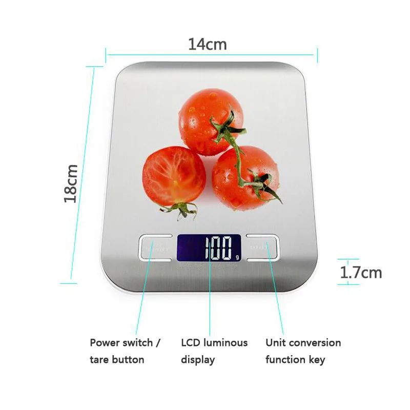 

Household Kitchen scale 5Kg/10kg 1g Food Diet Baking Scales balance Measuring tool Slim LCD Digital Electronic Weighing scale