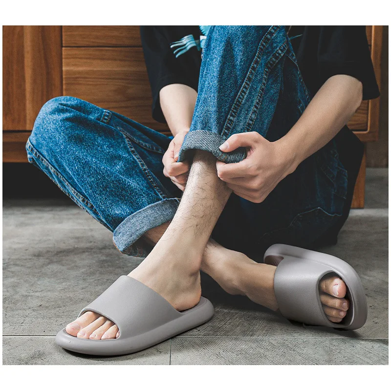 

2021Summer Unisex Home Thick Platform Slippers Beach Eva Soft Sole Slide Sandals Leisure Men Indoor Bathroom Anti-slip Shoes