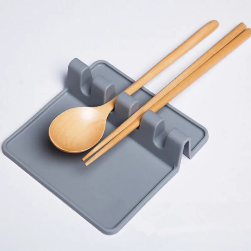 

Multifunction Non-slip Silicone Pad Plastic Shelf Kitchen Spoon Pad Spatula Shelf Tableware Storage Rack Kitchen Tool